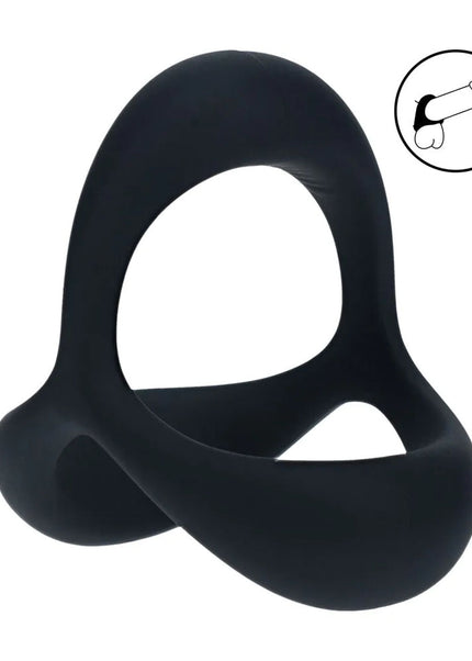 LEVELZ Tri O Ergo Silicone Cock Ring - Black - Black Cock & Balls Rings