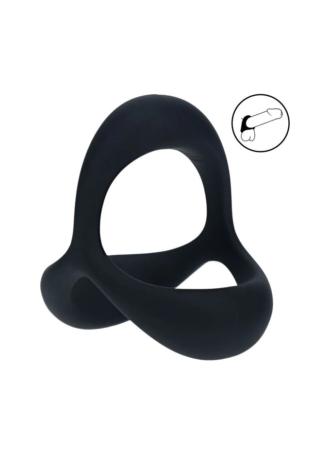 LEVELZ Tri O Ergo Silicone Cock Ring - Black - Black Cock & Balls Rings