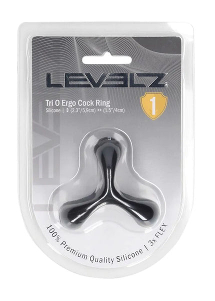 LEVELZ Tri O Ergo Silicone Cock Ring - Black - Black Cock & Balls Rings