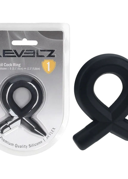 LEVELZ Pencil Liquid Silicone Cock Ring - Black Cock Ring