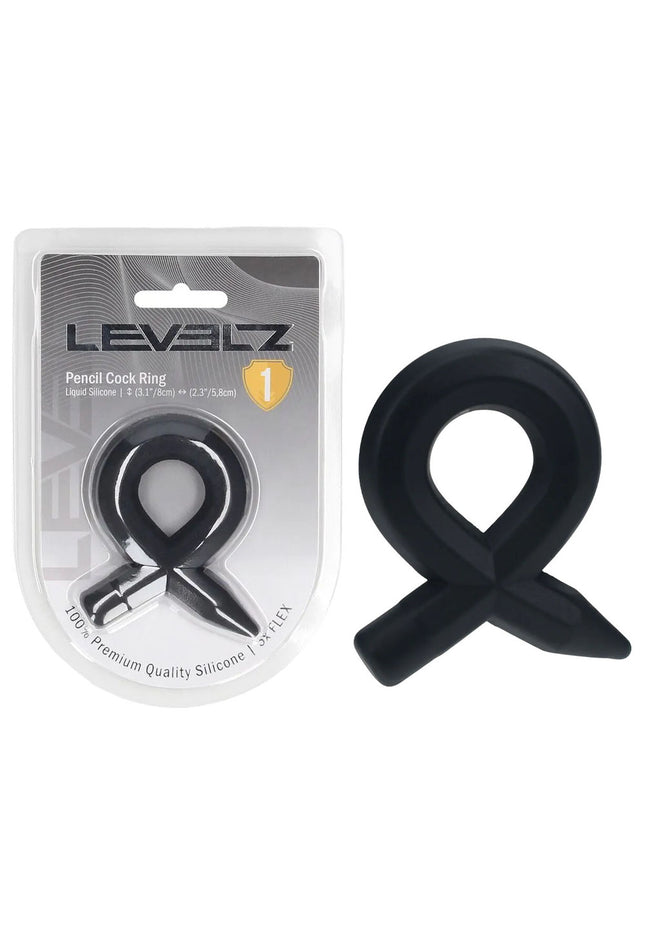 LEVELZ Pencil Liquid Silicone Cock Ring - Black Cock Ring