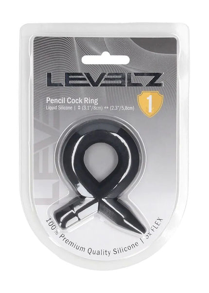 LEVELZ Pencil Liquid Silicone Cock Ring - Black Cock Ring