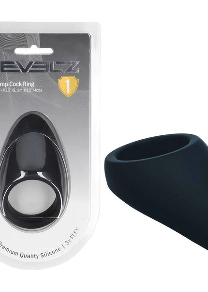 LEVELZ Teardrop Silicone Cock Ring - Black - Black Cock Ring
