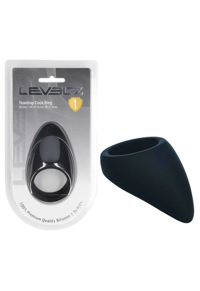 LEVELZ Teardrop Silicone Cock Ring - Black - Black Cock Ring