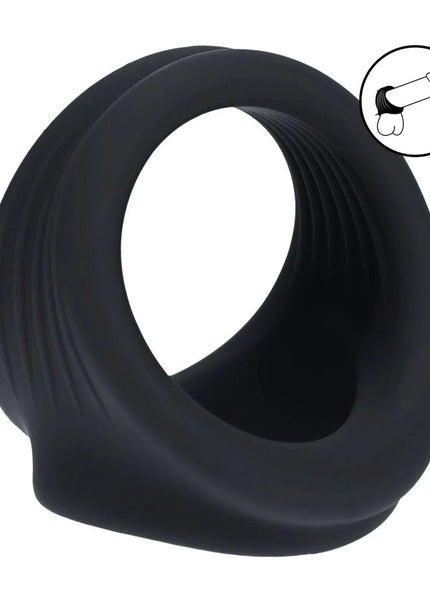 LEVELZ Silicone Cock & Ball Harness - Black - Black Cock & Ball Ring