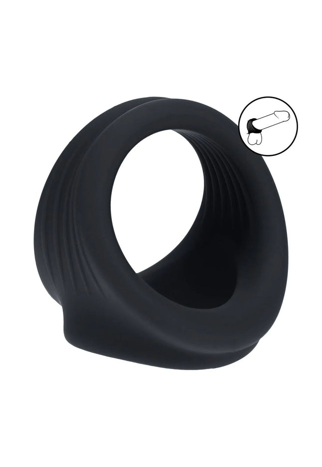LEVELZ Silicone Cock & Ball Harness - Black - Black Cock & Ball Ring