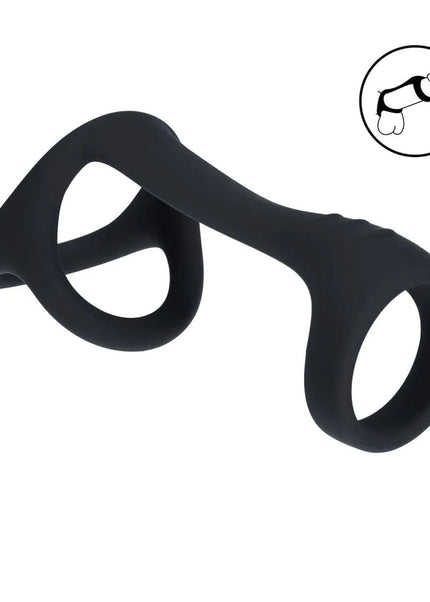 LEVELZ Tri O Silicone Shaft Cock & Ball Ring - Black Cock & Balls Ring