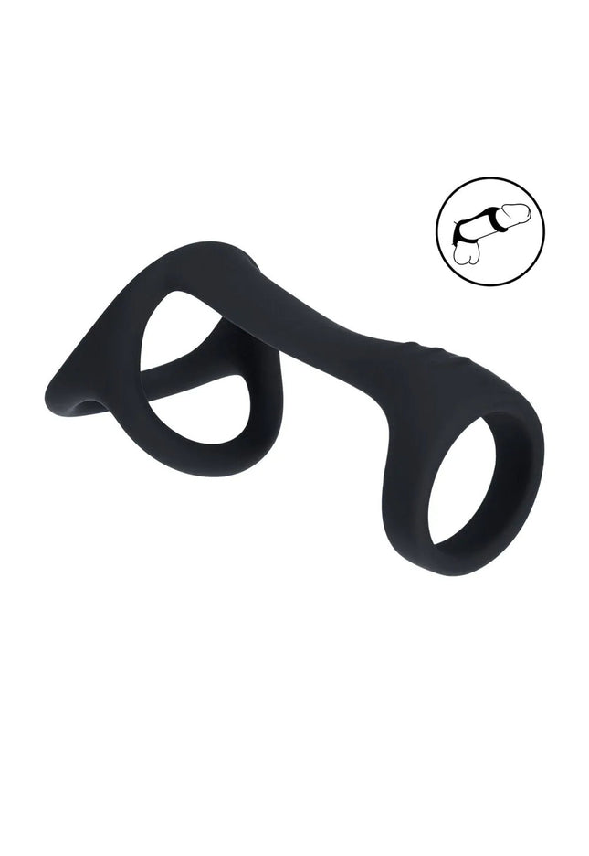 LEVELZ Tri O Silicone Shaft Cock & Ball Ring - Black Cock & Balls Ring
