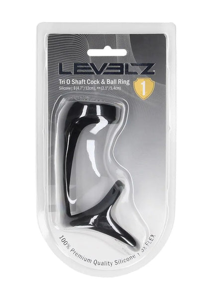 LEVELZ Tri O Silicone Shaft Cock & Ball Ring - Black Cock & Balls Ring
