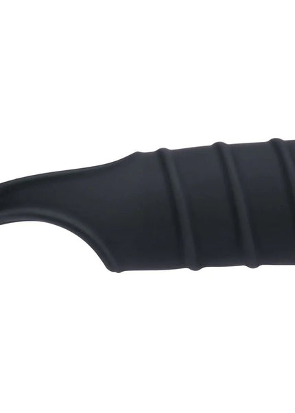 LEVELZ Silicone Cock Ring & Ribbed Sleeve - Black Cock Ring with Sleeve