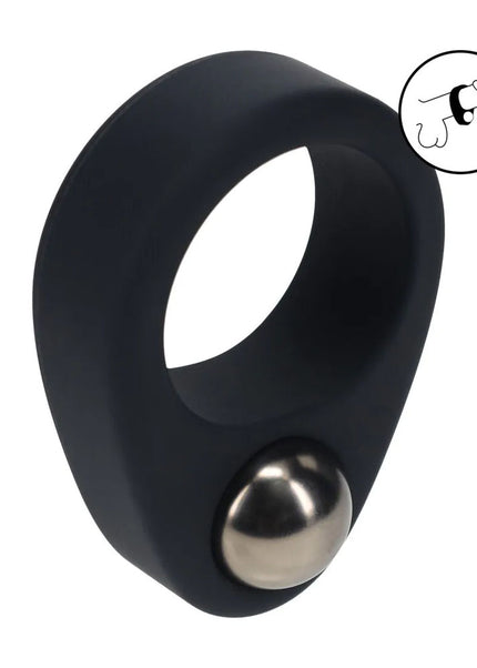 LEVELZ Single Weighted Ball Cock Ring - Black - Black Weighted Cock Ring