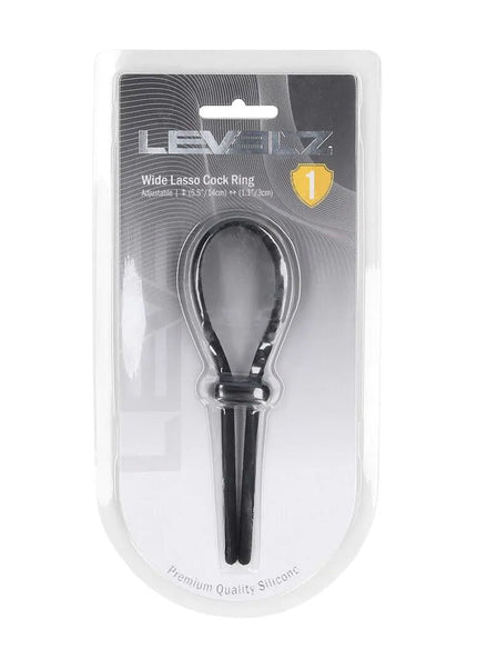 LEVELZ Wide Adjustable Silicone Lasso Cock Ring - Black Adjustable Cock Ring