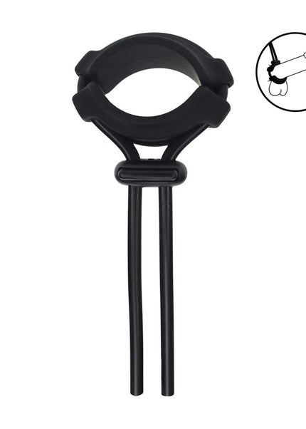 LEVELZ Wide Detachable Lasso Cock Ring - Black - Black Adjustable Cock Ring