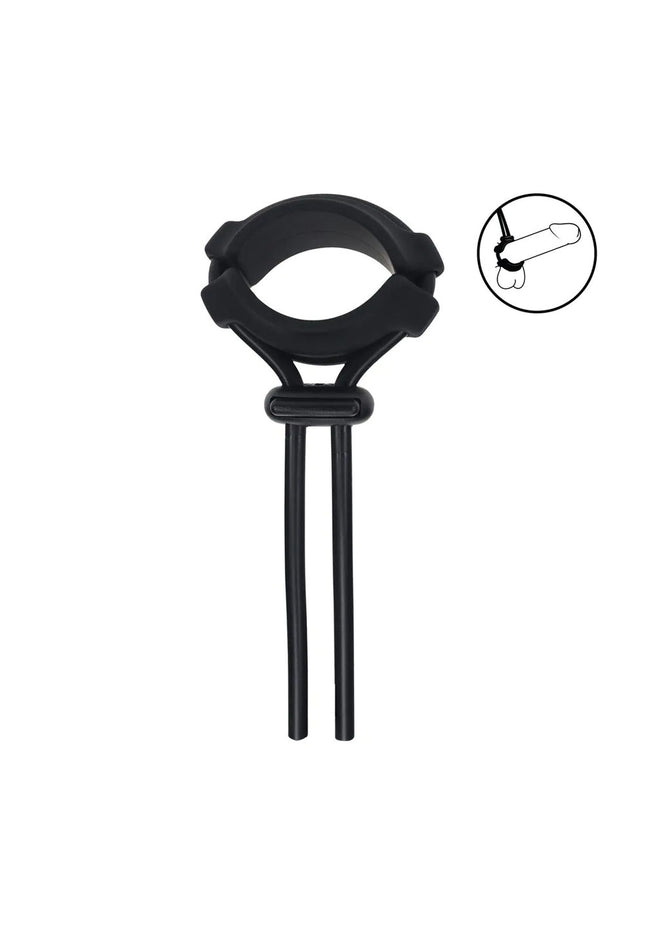 LEVELZ Wide Detachable Lasso Cock Ring - Black - Black Adjustable Cock Ring