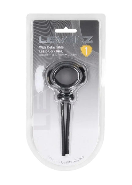 LEVELZ Wide Detachable Lasso Cock Ring - Black - Black Adjustable Cock Ring