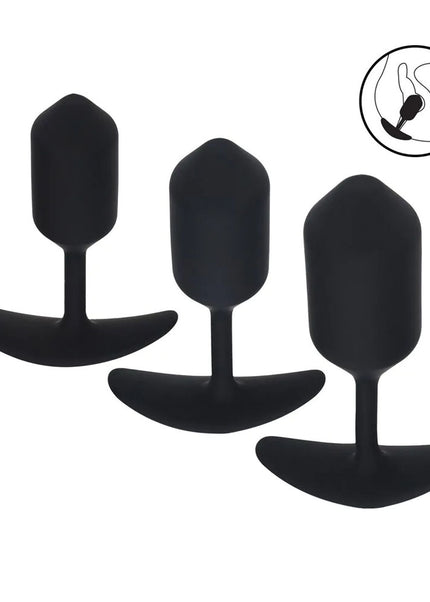LEVELZ Silicone Weighted Anal Plug Training Set - Black Weighted Butt Plugs - Set of 3 Sizes