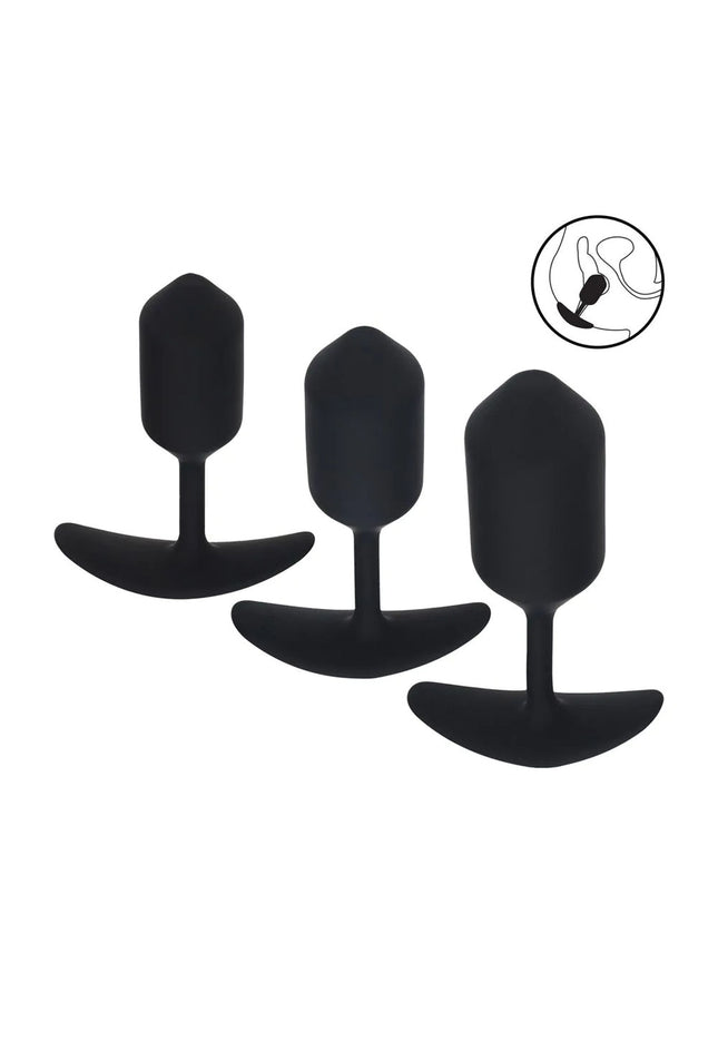 LEVELZ Silicone Weighted Anal Plug Training Set - Black Weighted Butt Plugs - Set of 3 Sizes