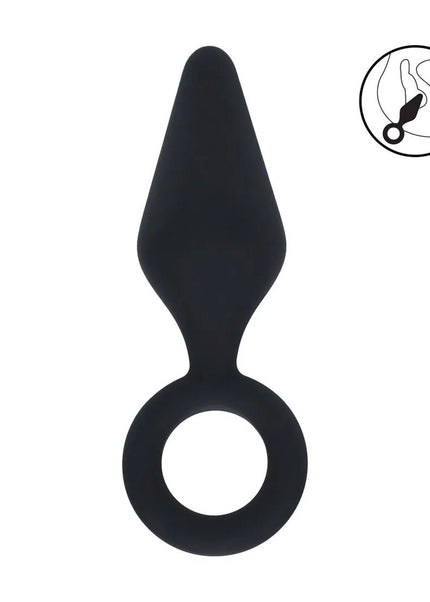 LEVELZ Silicone Anal Plug with Loop - Small - Black - Black Small Butt Plug