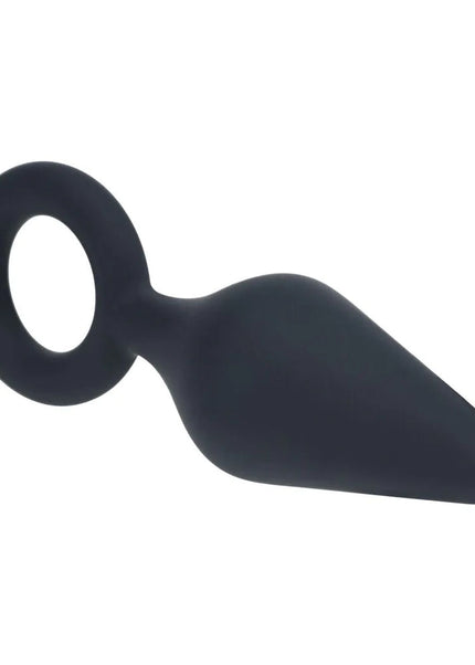 LEVELZ Silicone Anal Plug with Loop - Small - Black - Black Small Butt Plug