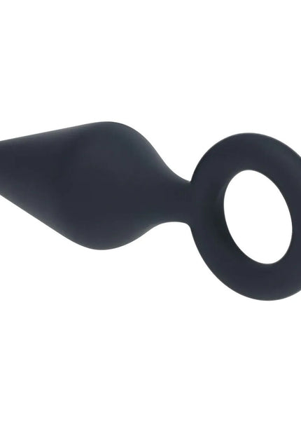 LEVELZ Silicone Anal Plug with Loop - Small - Black - Black Small Butt Plug