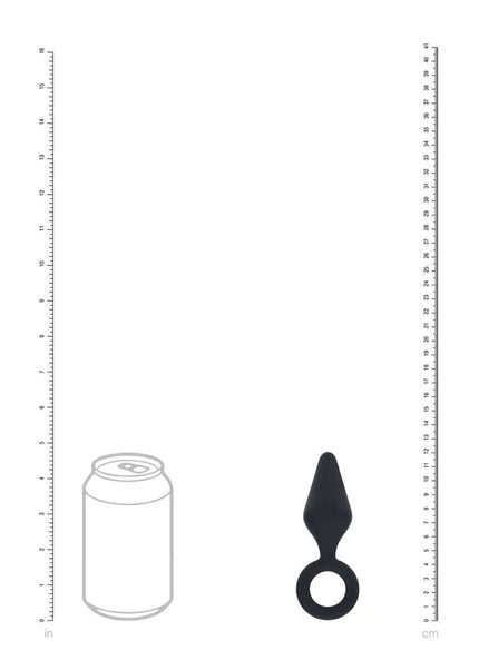 LEVELZ Silicone Anal Plug with Loop - Small - Black - Black Small Butt Plug