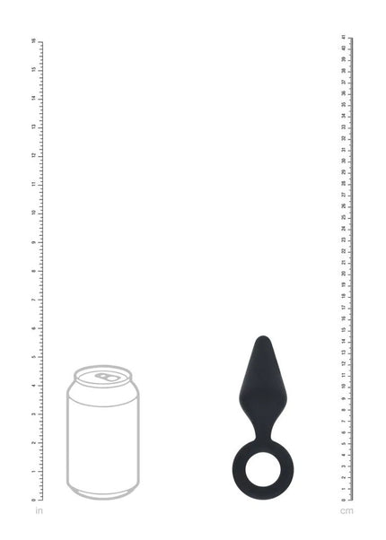 LEVELZ Silicone Anal Plug with Loop - Medium - Black - Black Medium Butt Plug