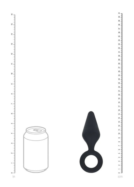 LEVELZ Silicone Anal Plug with Loop - Large - Black Large Butt Plug