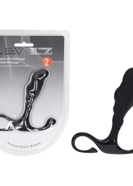 LEVELZ Rippled with Hard Loop Prostate Massager - Small - Black Small Prostate Massager