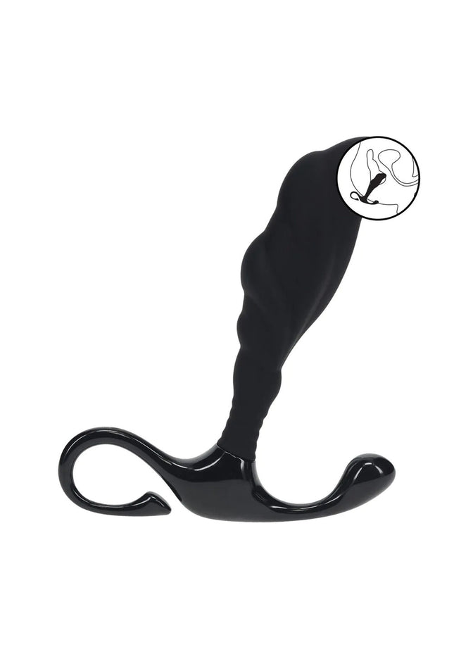 LEVELZ Rippled with Hard Loop Prostate Massager - Small - Black Small Prostate Massager