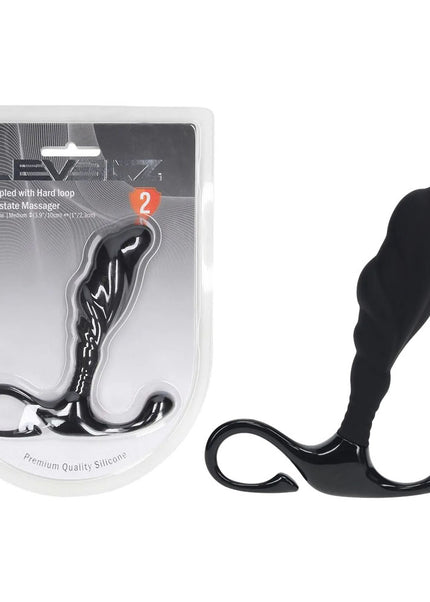 LEVELZ Rippled with Hard Loop Prostate Massager - Medium - Black Medium Prostate Massager