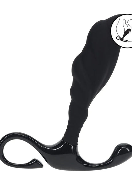 LEVELZ Rippled with Hard Loop Prostate Massager - Medium - Black Medium Prostate Massager