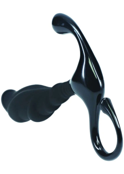 LEVELZ Rippled with Hard Loop Prostate Massager - Medium - Black Medium Prostate Massager