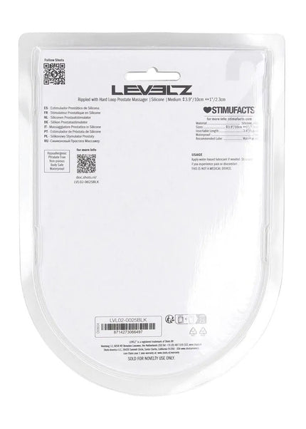 LEVELZ Rippled with Hard Loop Prostate Massager - Medium - Black Medium Prostate Massager