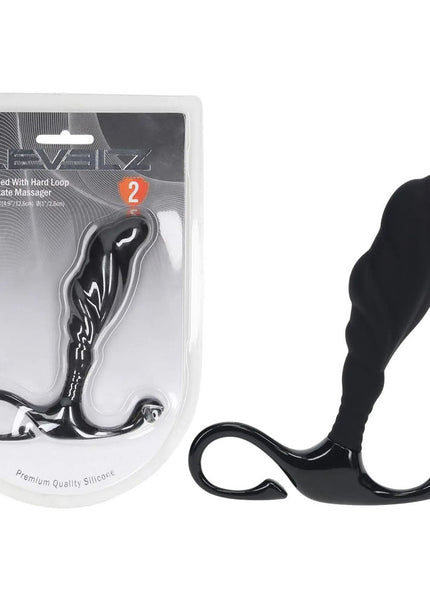 LEVELZ Rippled with Hard Loop Prostate Massager - Large - Black Large Prostate Massager