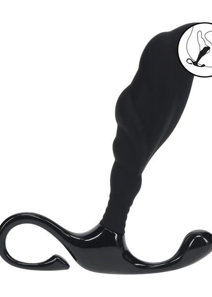 LEVELZ Rippled with Hard Loop Prostate Massager - Large - Black Large Prostate Massager