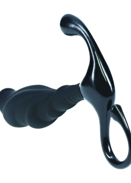 LEVELZ Rippled with Hard Loop Prostate Massager - Large - Black Large Prostate Massager