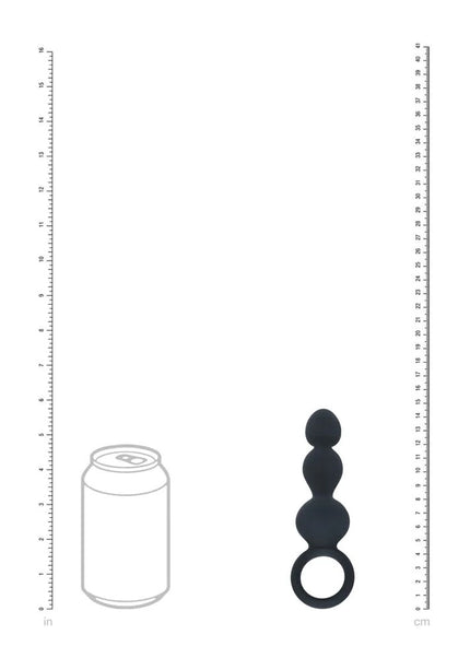 LEVELZ Beaded Silicone Anal Probe with Loop - Black 15.3 cm Beaded Anal Plug