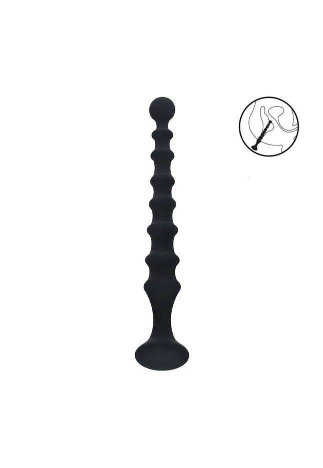 LEVELZ Ribbed Silicone Flared Anal Probe - Black 26.7 cm Anal Beads