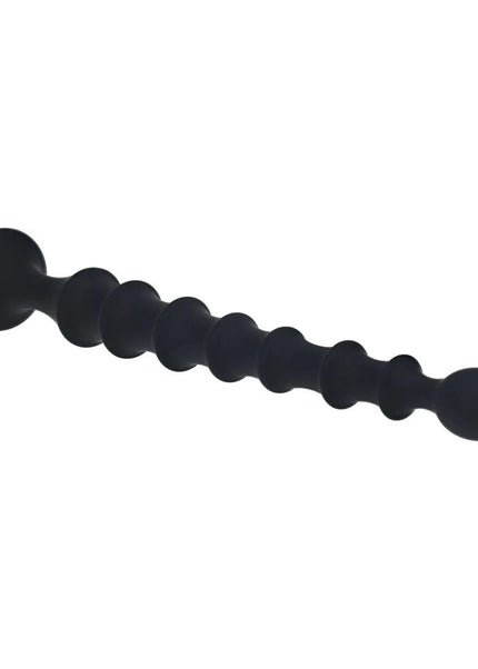 LEVELZ Ribbed Silicone Flared Anal Probe - Black 26.7 cm Anal Beads