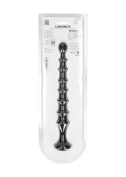 LEVELZ Ribbed Silicone Flared Anal Probe - Black 26.7 cm Anal Beads