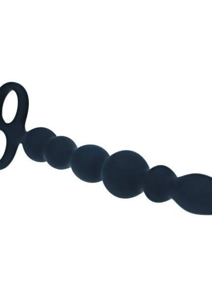 LEVELZ Beaded Silicone Anal Probe with Double Loop - Black 24.5 cm Anal Beads