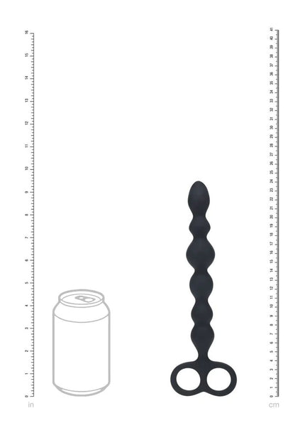 LEVELZ Beaded Silicone Anal Probe with Double Loop - Black 24.5 cm Anal Beads