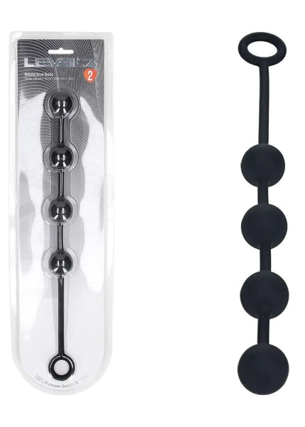 LEVELZ Round Silicone Anal Balls - M - 20mm - Black 32 cm Medium Anal Balls
