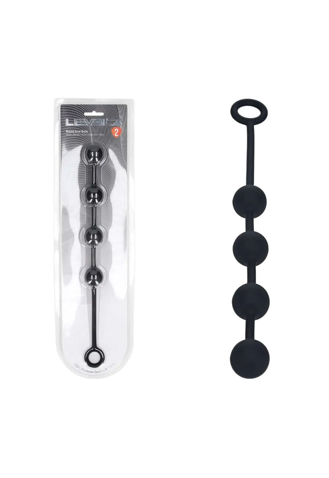 LEVELZ Round Silicone Anal Balls - M - 20mm - Black 32 cm Medium Anal Balls