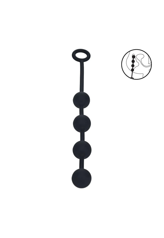 LEVELZ Round Silicone Anal Balls - M - 20mm - Black 32 cm Medium Anal Balls