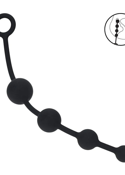 LEVELZ Curved Silicone Anal Beads - Black - Black 29.5 cm Anal Beads