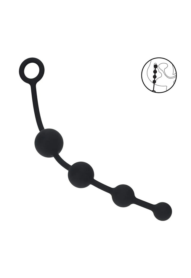 LEVELZ Curved Silicone Anal Beads - Black - Black 29.5 cm Anal Beads