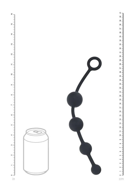 LEVELZ Curved Silicone Anal Beads - Black - Black 29.5 cm Anal Beads