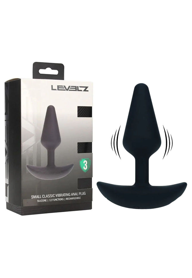 LEVELZ Classic Vibrating Silicone Anal Plug - Small - Black Small USB Rechargeable Butt Plug