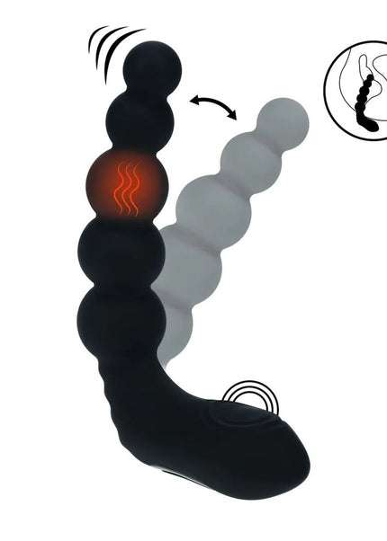 LEVELZ Rechargeable Beaded Prostate Massager - Black USB Rechargeable Heating + Vibrating Prostate Massager